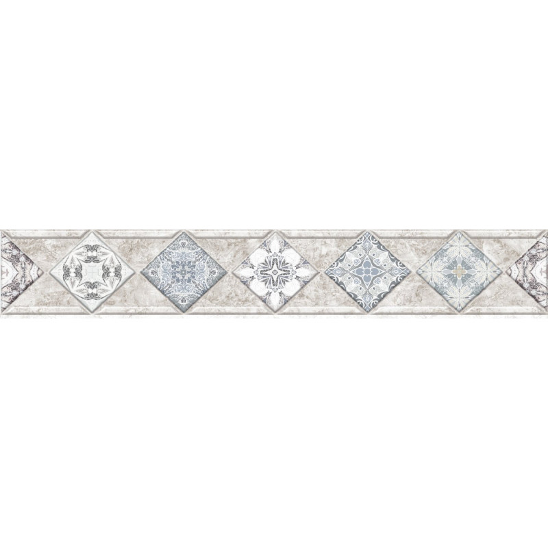 Бордюр матовый под камень ALMA ceramica Тревис светло-серый 8,2×50
