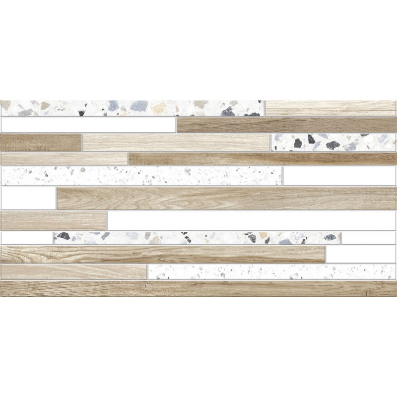 Плитка глянцевая терраццо ALMA ceramica Бильбао светло-бежевый 24,9×50 (TWU09BLB024)